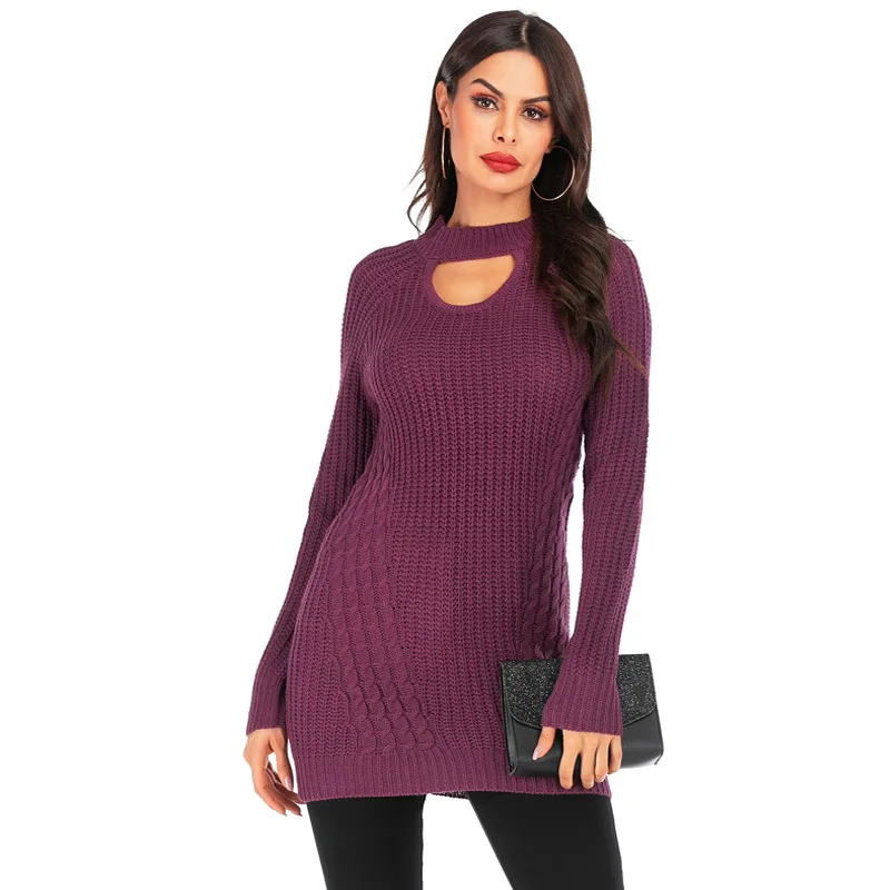 

Knitted Pullover 2019 Winter Warm Thick Women Clothes Sweaters Lady Slim Sexy Hollow Out Oversize Long Sweater Korean Pull Femme