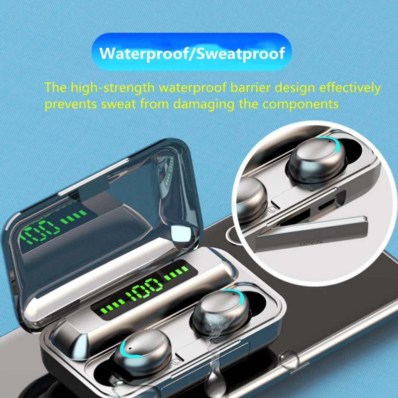 EWA Bluetooth Earphones F9 TWS Earphones Touch Control Auto Boot Headphone with Mic Noice Cancelling Sport Earbuds