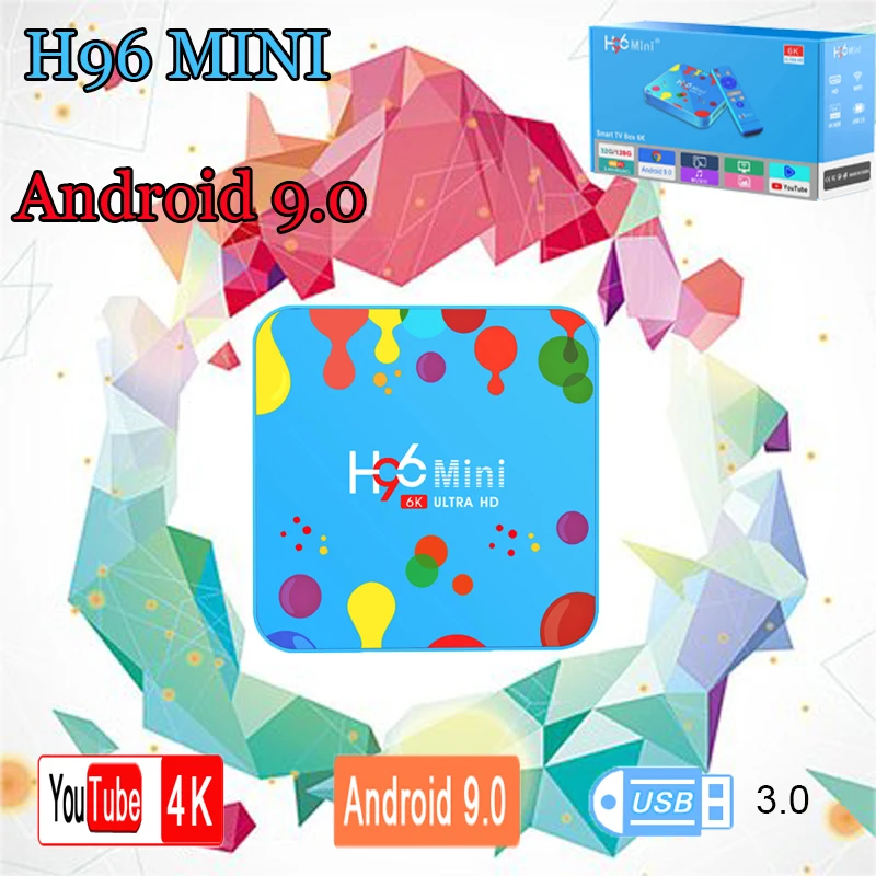 H96 мини H6 в Декодер каналов кабельного телевидения es Full HD Android 9,0 Смарт ТВ Декодер каналов кабельного телевидения для Bluetooth Allwinner H6 4 ядра 64-бит ARM Cortex-A53