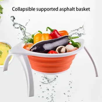 

45# Multifunctional Foldable Storage Basket With Bracket Adjustable Storage Basket 1 piece kitchen Filter Kitchen Basket