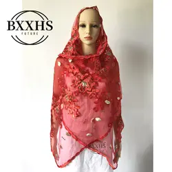 Африканские шарфы, мусульманская вышивка маленькая сеть шарф, 2,2*0,5 метра небольшой размер шарф для Шали Обертывания