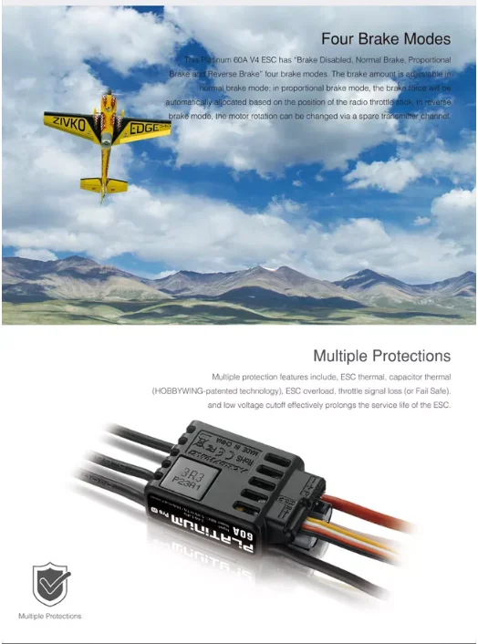 Hobbywing Platinum 60A V4 бесщеточный ESC для модели RC