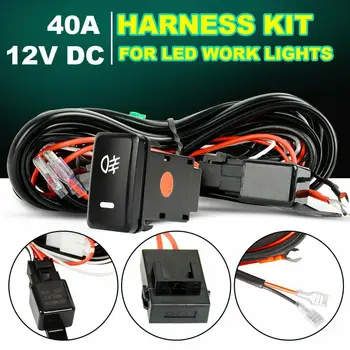 

1set Car LED Light Bar Wire 2.5M 12V 40A Wiring Harness Relay Loom Cable Kit Fuse For Auto Driving Offroad Led Work Fog Lamp