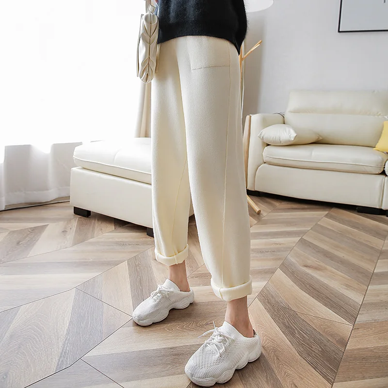 

Autumn 2020 Pants For Women Sweatpants Joggers Sports Clothing Warm Loose Version Wool Weaving Pencil Ankle-Length Wide Fashion