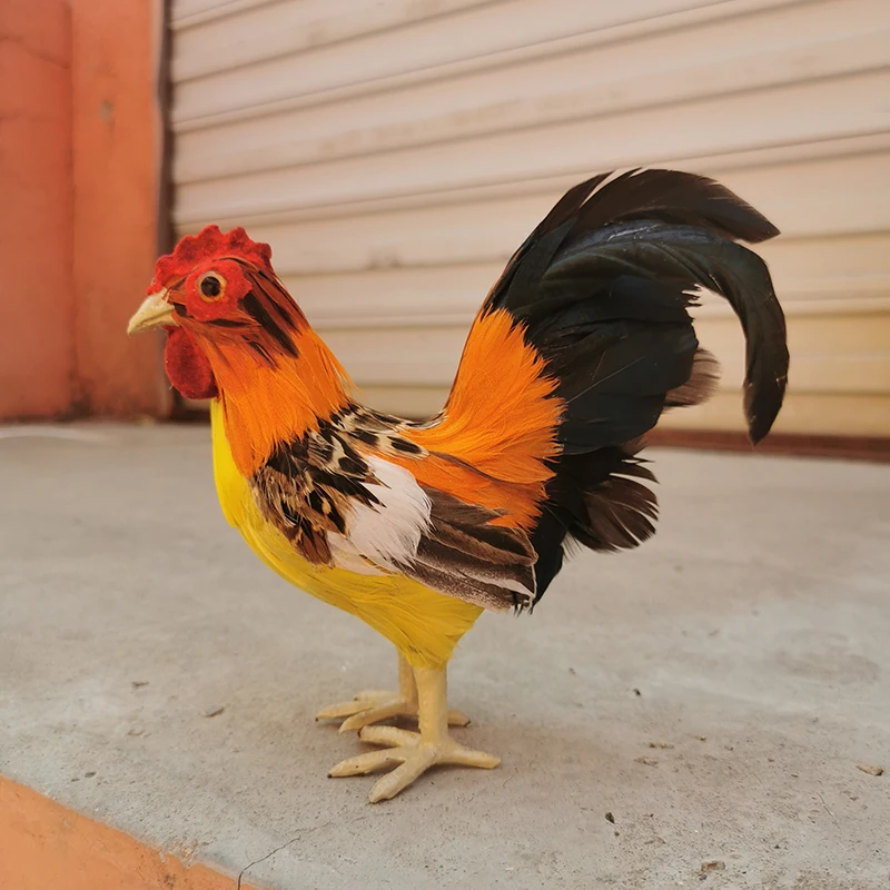 

Simulation Cock Feather Material Realistic Chicken Models Supermarket Display Home Outdoor Garden Easter Decoration