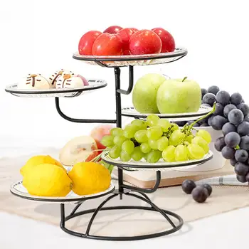 

5-Layer Metal Fruit Basket Multi-layer Fruit Tray Snack Rack Cake Stand Fruit Dish Storage Rack For Living Room Kitchen Supplies