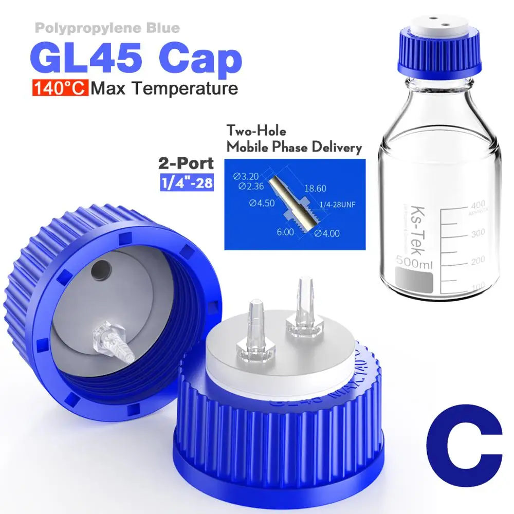 Пористая спиральная крышка GL45 для жидкостной хроматографии отходов 8/1 4/1 бутылка