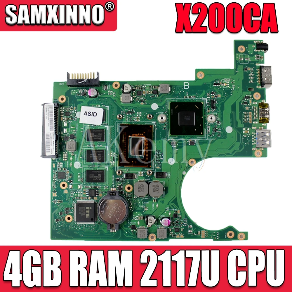 SAMXINNO For ASUS X200C X200CA X200CAP Laotop Mainboard X200CA Motherboard W/ 4GB RAM 2117U CPU
