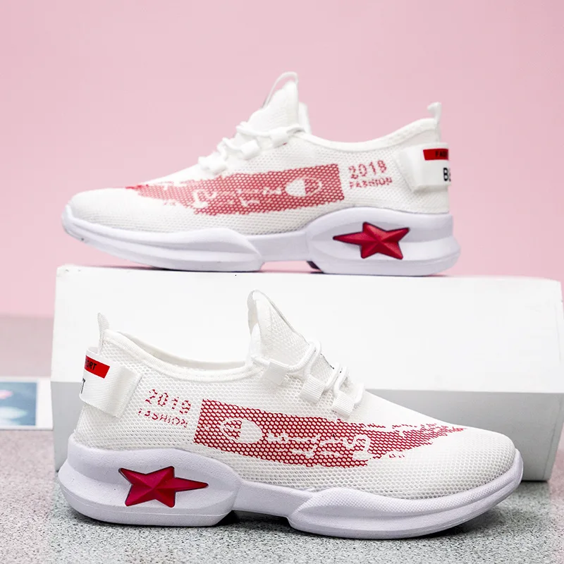 

Woman Sneakers 2019 New Fashion Stars Running Mesh Shoes Ladies Casual Female Shoes Height Increasing Hard-Wearing Sports Motion