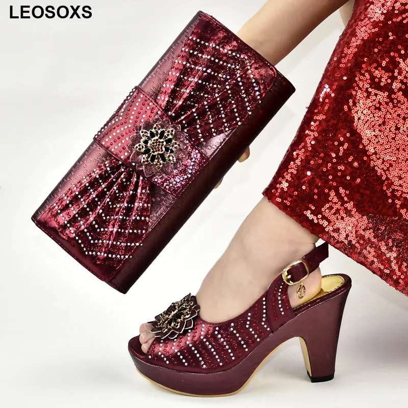 

New Arrival Shoes and Bag Set African Sets 2020 Nigerian Luxury Sandals Women Buckle Strap Nigerian Shoes and Matching Bags
