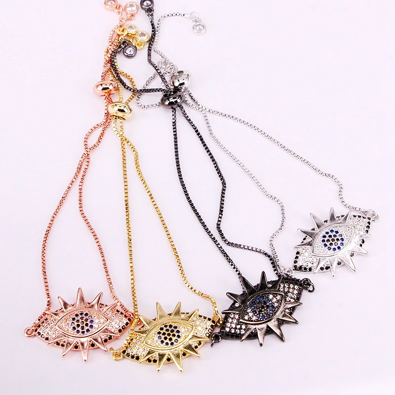 

6PCS, Elegant Fashion Bracelets CZ Micro Pave Eye Crystal Jewelry Chain Bracelets