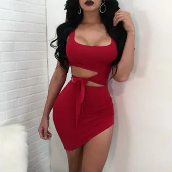 

Sexy-Solid Red Bodycon Women-Sleeveless-Bandage-Bodycon-Party-Cocktail-Club-Mini-Dress