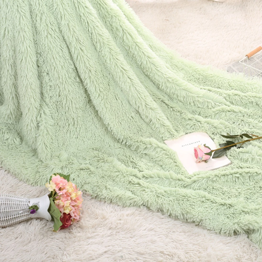 Супер мягкое мохнатое меховое Двухслойное плюшевое одеяло пушистое уютное с пушистой шерпой покрывало s кровать Коралловое одеяло 160x200 см