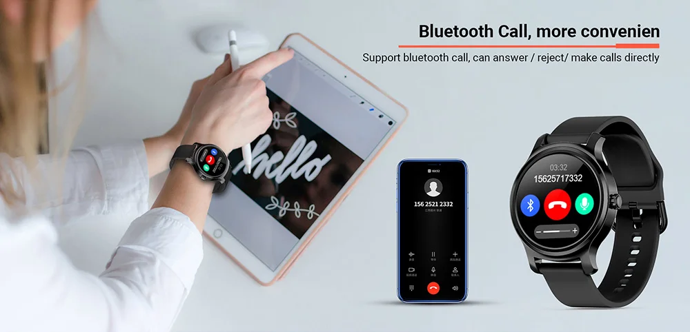 RUNDOING R2 Полный Круглый экран сенсорный для женщин Смарт часы для мужчин Bluetooth звонки, музыка трекер сердечного ритма Спорт smarttwacth Запись голоса