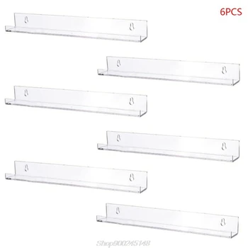 

6pcs Clear Acrylic Invisible Floating Bookshelf Storage Rack Wall Ledge Makeup Photo Display Organizer Au19 20 Dropship