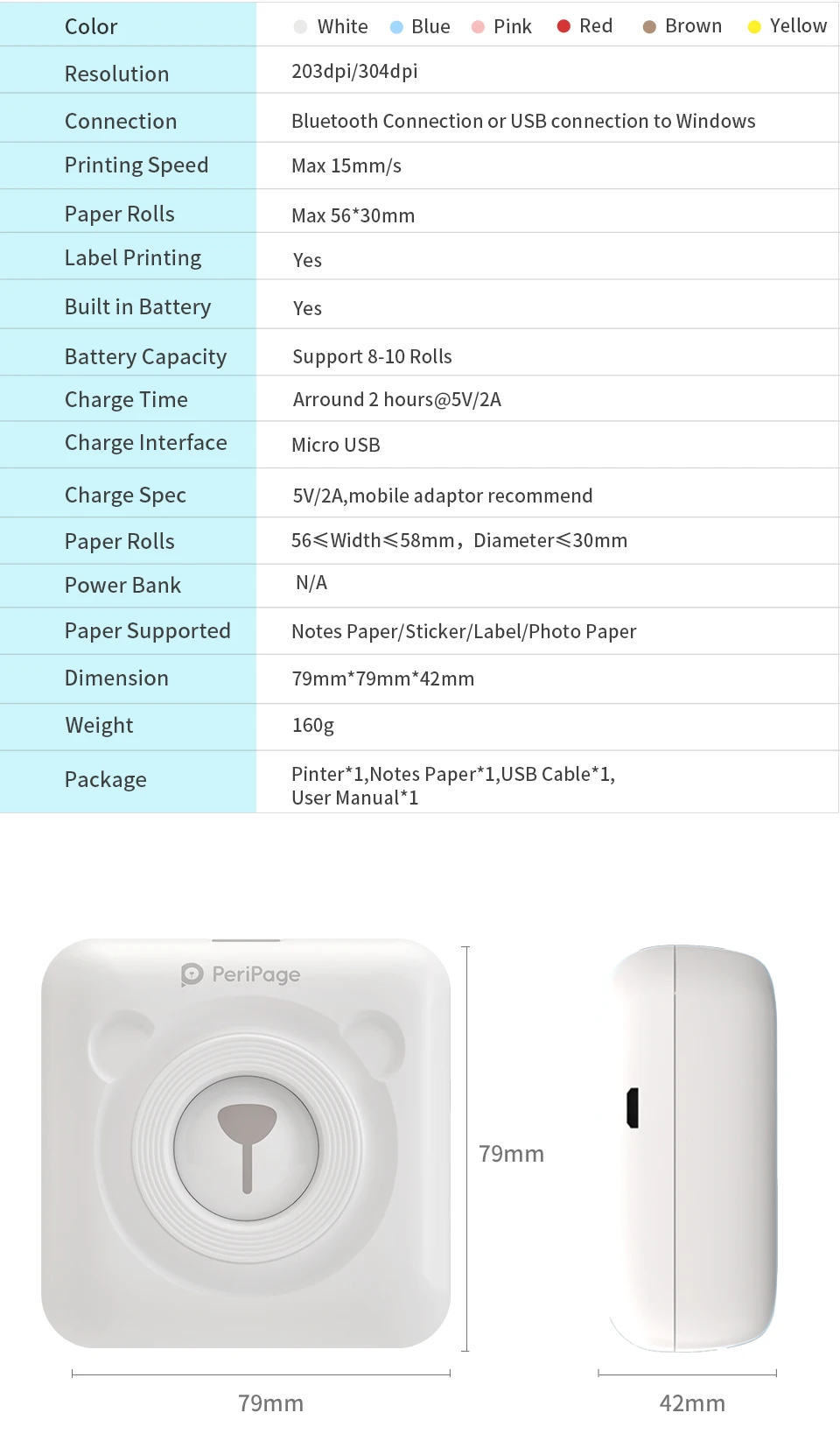 New Label Printer PeriPage Thermal Printer Mini Portable Printer Label Maker Home Use Office Fast Printing Printer Gift for Kids canon pocket printer