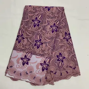 

latest purple african lace fabric 2020 high quality with beads tulle net french lace fabric tissue african fabric F3712
