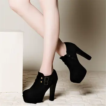 

SARAIRIS 2019 Plus Size 43 Elegant Flock Super High Heels Office Lady Boots Ankle Boots women's Shoes Party Woman Booties Female