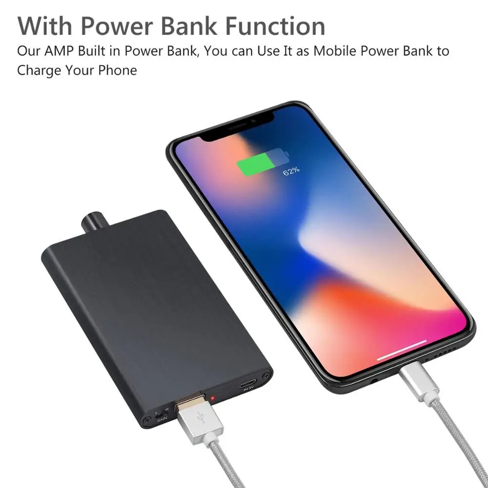 Headphone Amplifier PROZOR HiFi Built-in Power Bank 3.5mm AUX Portable 16-300&Omega; For Mobile Phone Laptop