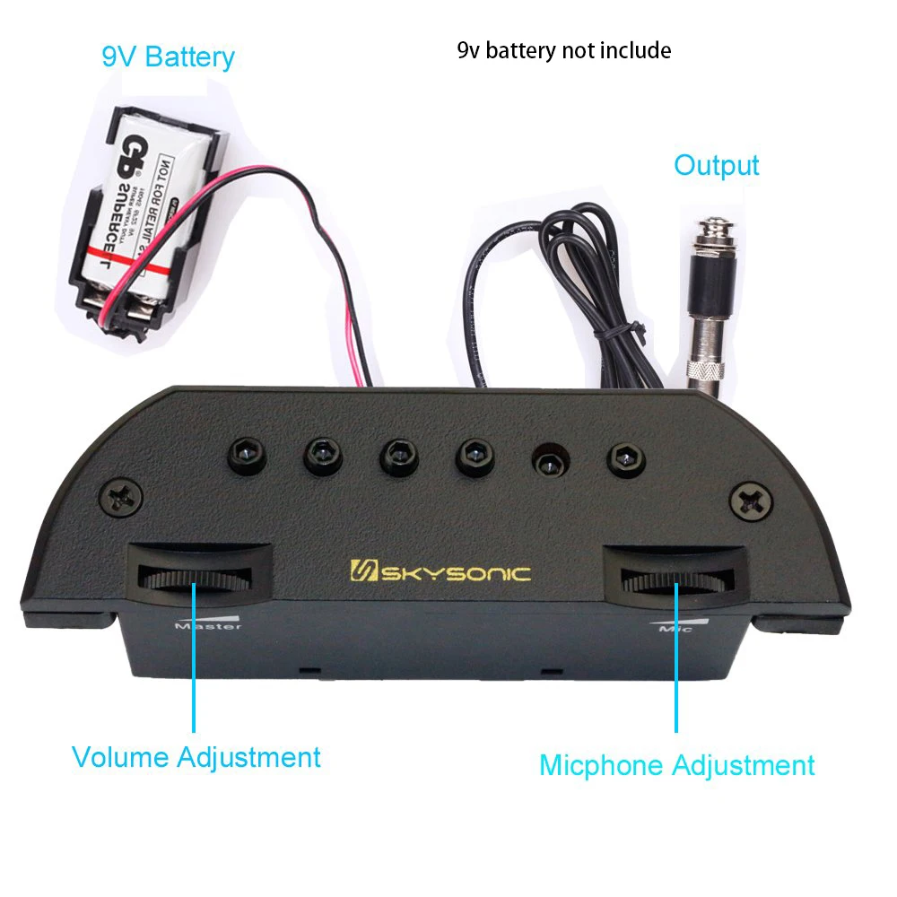 Skysonic T-901 Preamp System Pickup,T-902 T-903 Soundhole Pickup Magnetic  Mic Dual Pickup for Classic Folk Acoustic Guitars