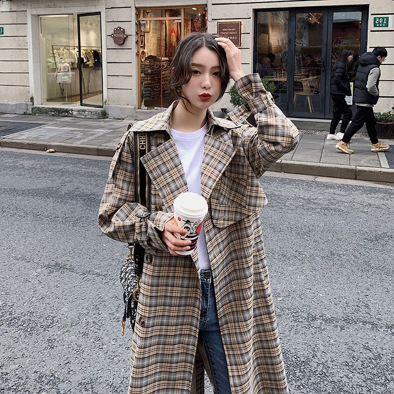 

Photo Shoot British-Style Suit Jacket Female Spring Korean-style Plaid Korean-style Loose-Fit Online Celebrity Retro Casual Mid-