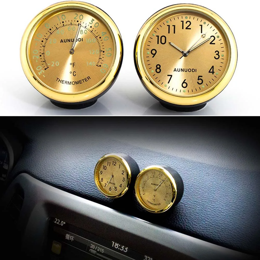 Автомобильные Круглые Светящиеся кварцевые часы, механический термометр, гигрометр, измеритель температуры, украшение салона автомобиля
