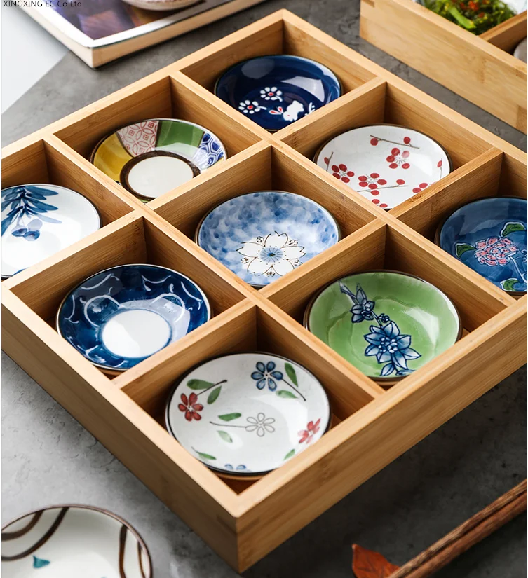 Snack Plate Formatted Platter Wooden Tray Ceramic Bowls and Plates Seasoning Dish Household Soy