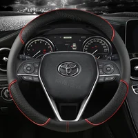 Car Steering Wheel Cover Leather 38cm For Toyota Corolla Fortuner Sequoia Auris Avensis YARIS Vios Celica 86 Rav4 4Runner C-HR 1