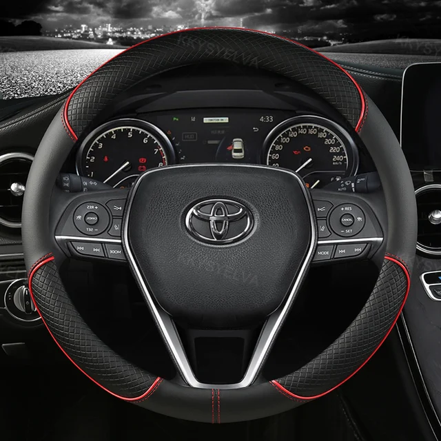Car Steering Wheel Cover Leather 38cm For Toyota Corolla Fortuner Sequoia Auris Avensis YARIS Vios Celica 86 Rav4 4Runner C-HR 1