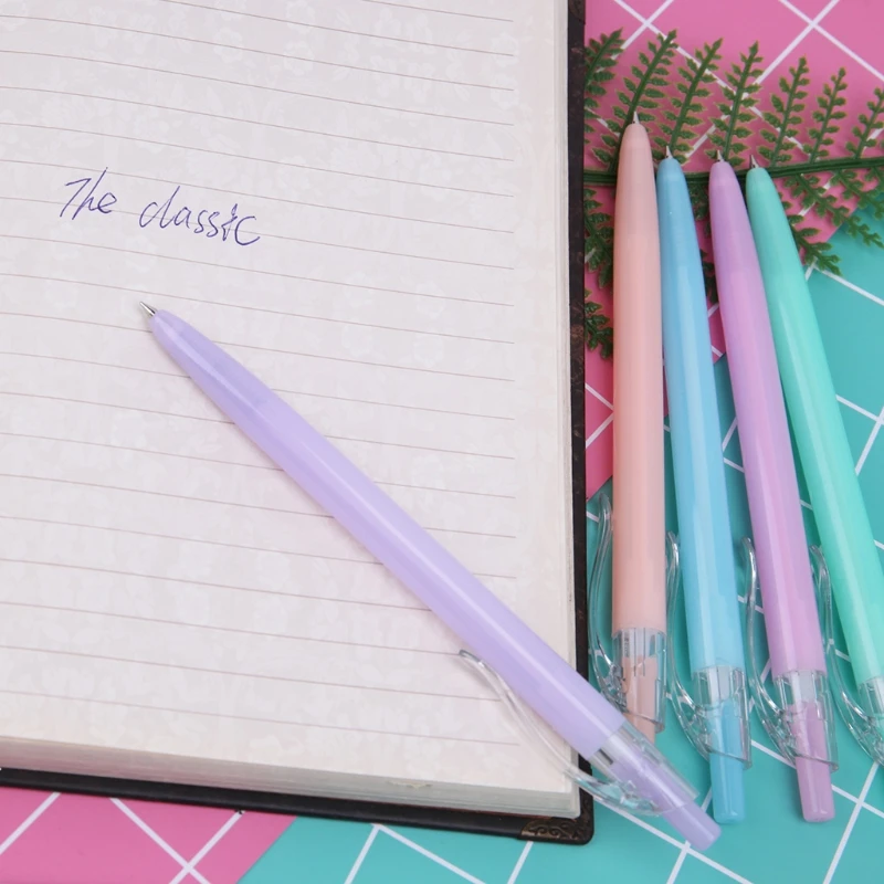 5pcs/lot Jelly Color Ballpoint Pen Blue Ink Stationery School Office Supplies