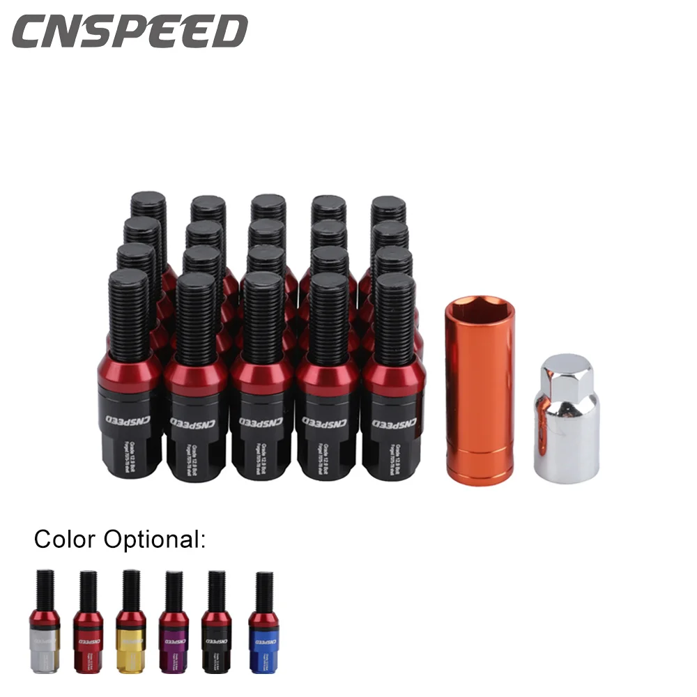 20pcs 6061 Aluminum Taper Cone Seat Wheel Bolts Lug Nuts With Caps Anti