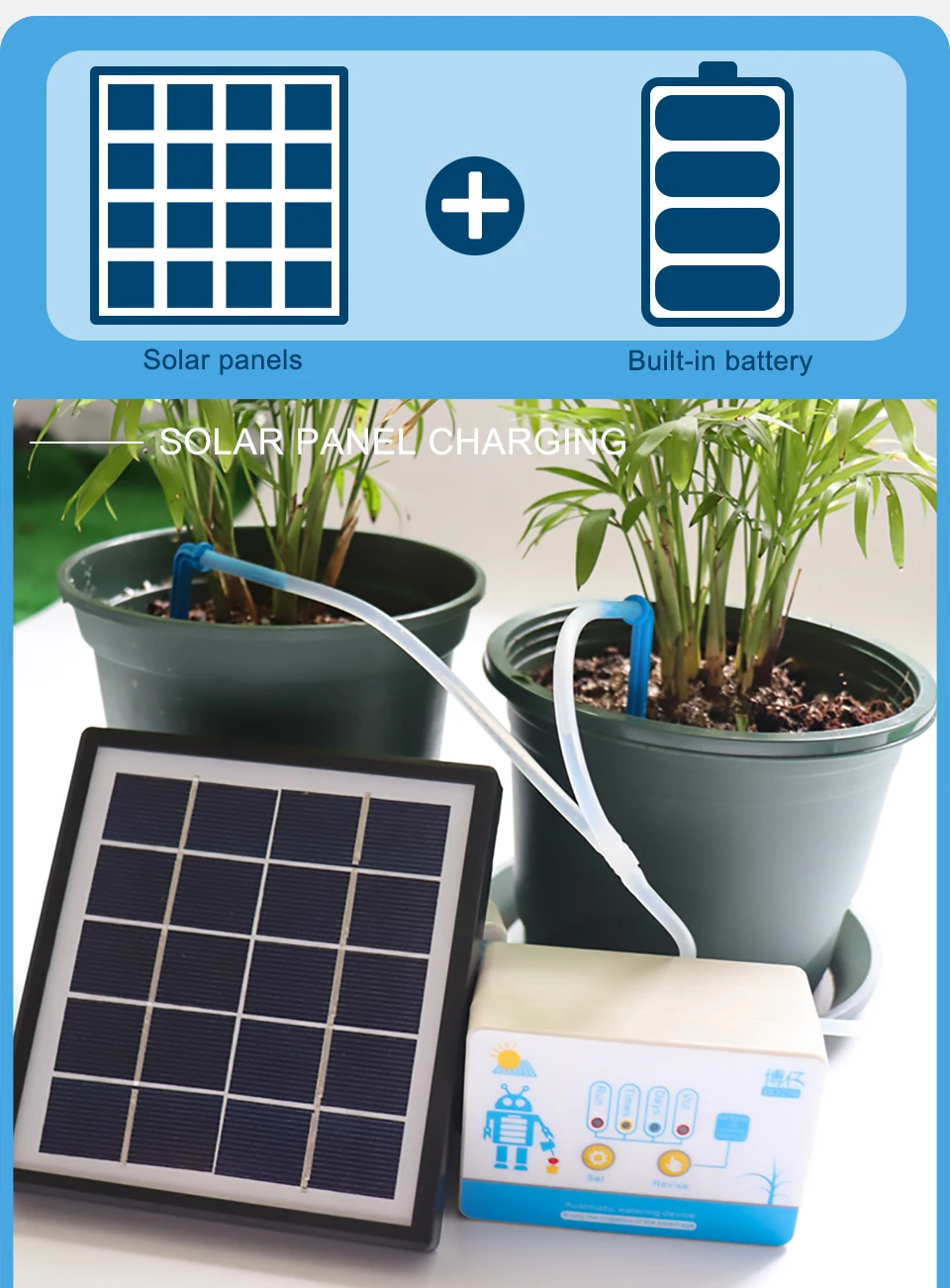 Сад интеллектуальное автоматическое устройство орошения солнечной энергии зарядки горшечных растений капельный насос оросительной воды таймер системы