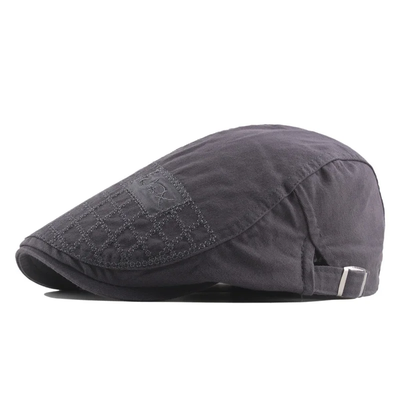 Gray Beret FS, новинка, береты, Осень-зима, плоская шапка, s, для мужчин, женщин, берет, шапка, вышивка, хлопок, таксистка, плюща, газетчик, шапка, Boinas Para Hombre - Цвет: Gray Beret
