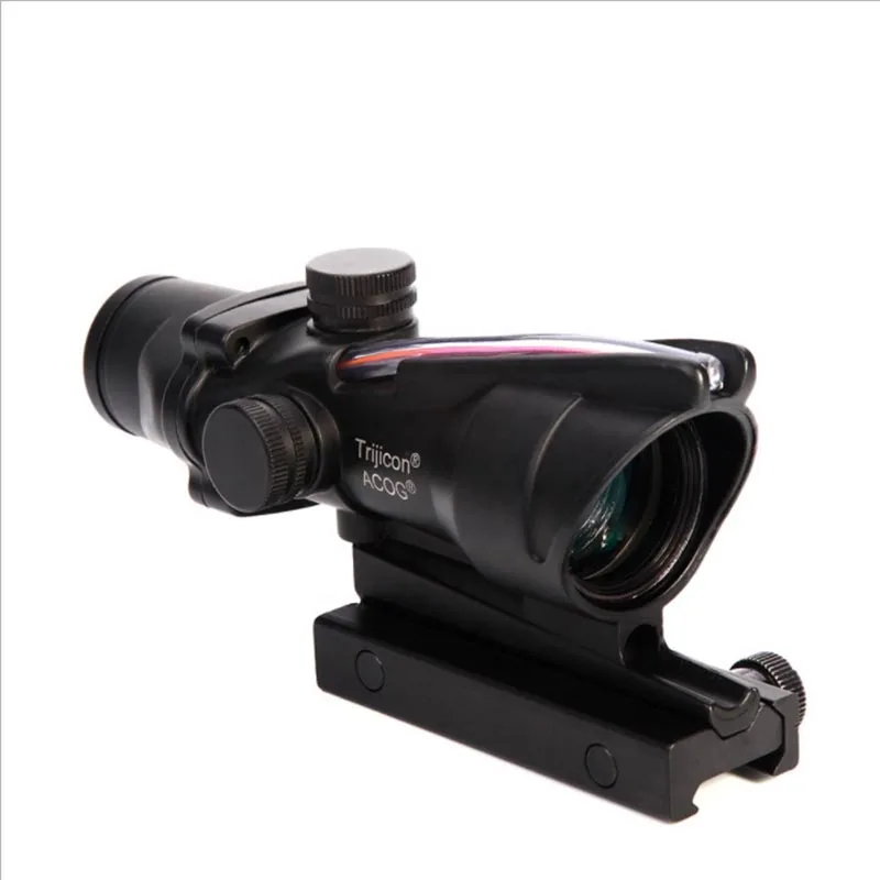 Totrait ACOG 4X32 охотничий прицел из настоящего волокна оптика Зеленая красная точка с подсветкой шеврон гравированная сетка тактический оптический прицел - Цвет: Черный