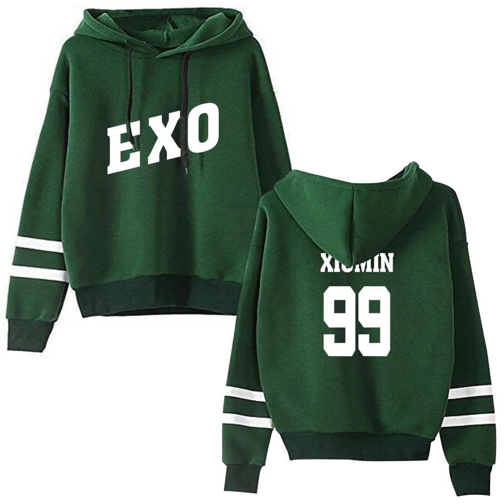 Kpop EXO мужские и женские толстовки Толстовка Флисовая теплая XIUMIN уличная унисекс размера плюс Kawaii хип хоп Корейская одежда - Цвет: green99