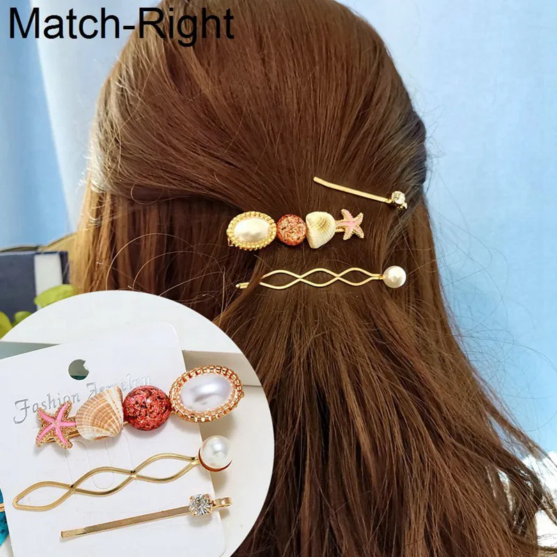 Заколка для волос Match Right 3 шт./компл. жемчужная заколка в морской стиле аксессуары