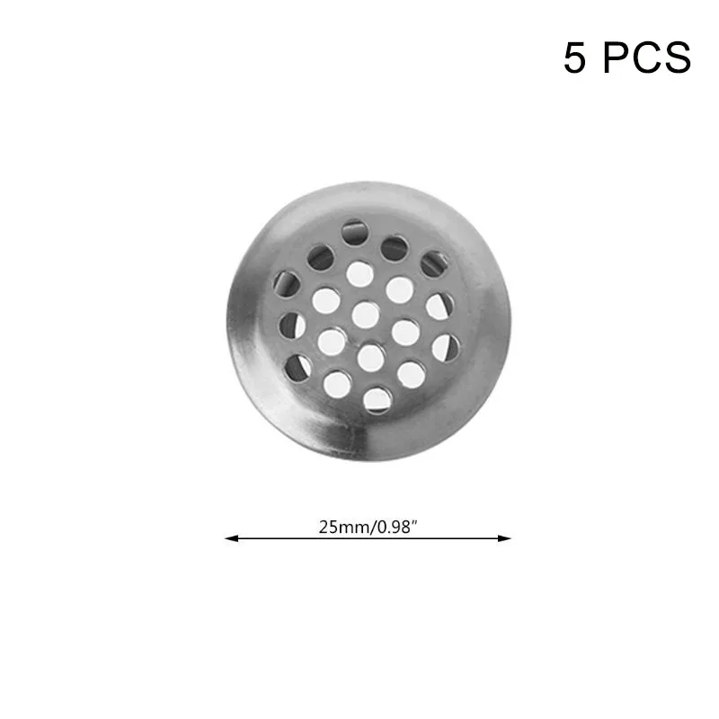 Вентиляционные отверстия из нержавеющей стали с круглым вентиляционным отверстием для шкафа ванной комнаты кухни MU8669 - Цвет: 5pcs 25mm
