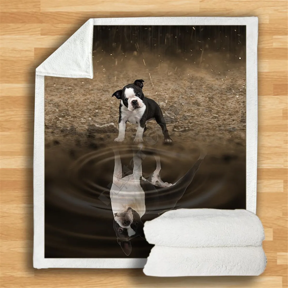 

Boston Terrier Cozy Premiun Fleece Blanket 3D print Sherpa Blanket on Bed Home Textiles