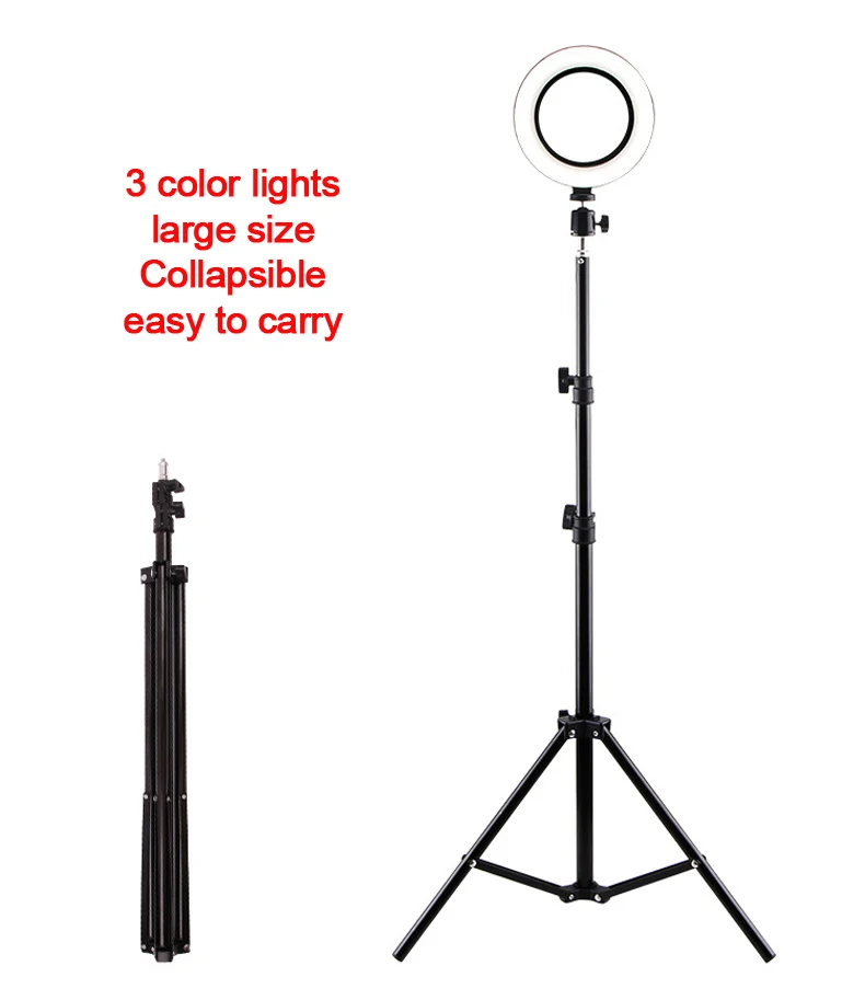 16-26cm Photography Table LED Ring Light Tripod Ring Lamp Youtube Video Live Photo Studio Selfie Stick Makeup Light For Phone