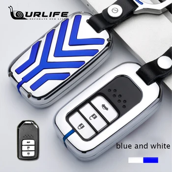 

Fashion Leather Car Key Fob Pocket Cover Case For Honda Civic CR-V HR-V Accord Jade Crider Odyssey 2015 - 2018 Remote Protector
