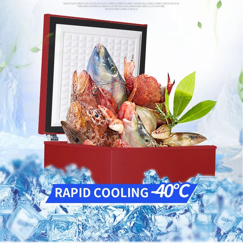100L freezer fridge Commercial Large Capacity Ultra-low Temperature Freezer Quick Freezer 200W Direct Cooling Freezer Household 2