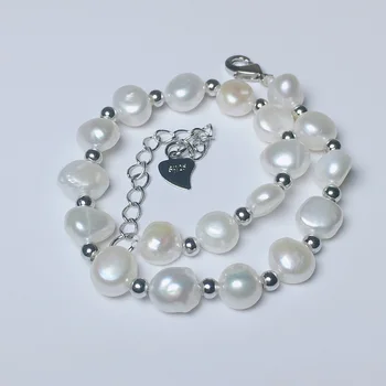 

7-8mm White Pearl Bracelet Genuine Natural Baroque Freshwater Pearl Jewelwry For Women Fashion Bracelets