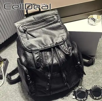 

Washed Leather Female Japanese and Korean Style College Wind Leisure Backpack Travel Bag Practical Easy To Store Fashion
