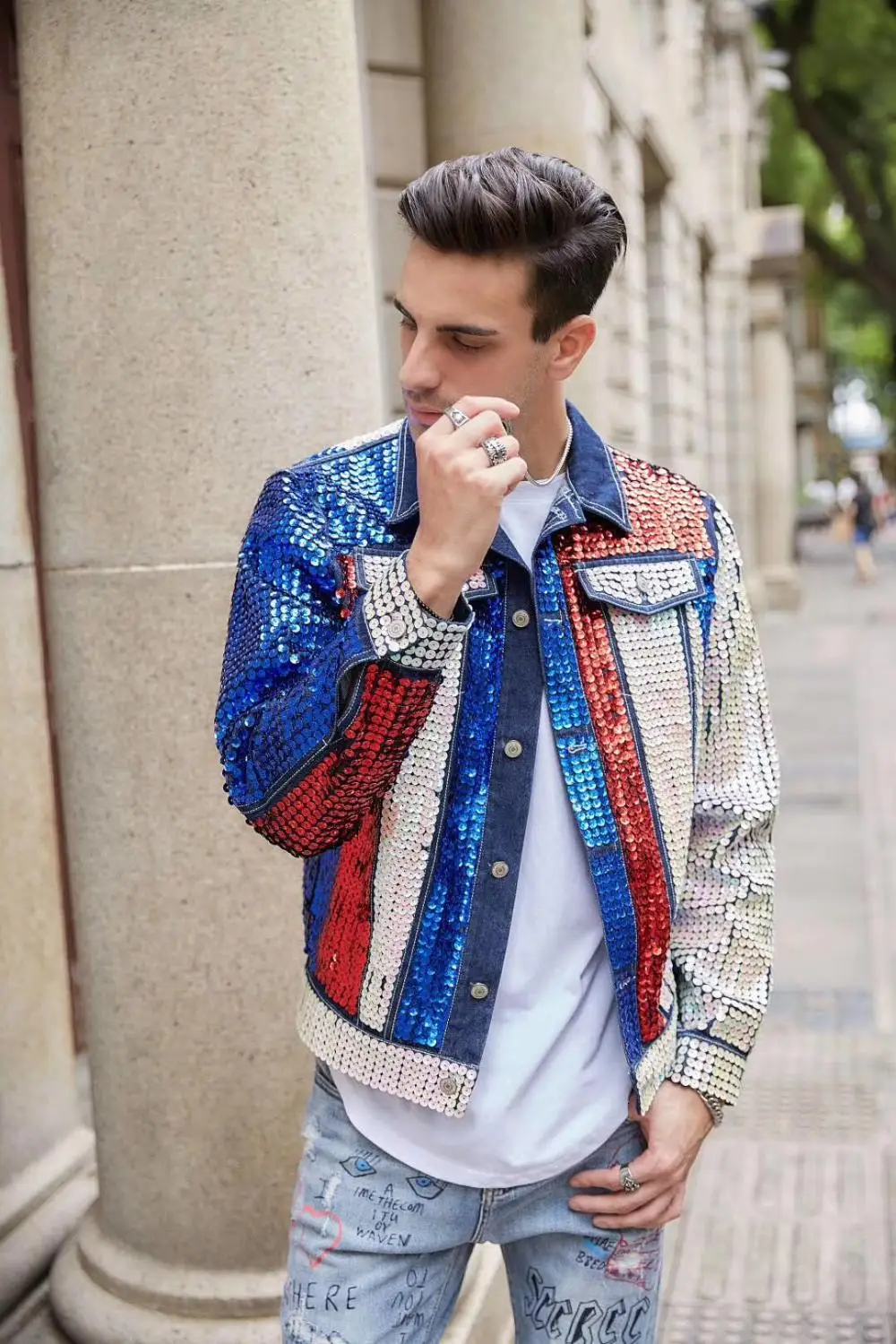 Kaufen Cowboy Jacke Pailletten Sicken Jean Jacke Hüfte Top Chaqueta Vaquera Veste En Kurze Smoking Jacke Bühne Leistung Kurtka Jeans