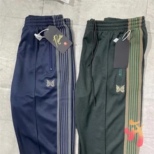 

Needles Pants Men Women High Quality AWGE Butterfly Embroidered Logo Needles Trousers