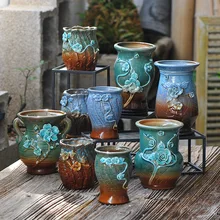 

Large Succulents Flower Pot Ceramic Creative Simple Large Fleshy Retro Pottery Large Diameter Old Pile Master Stoneware