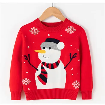 

New Autumn And Winter Cute Christmas Snowman Pattern Sweater Baby Girl winter Clothes Sweater For Boy Pullover Bottoming Shirt