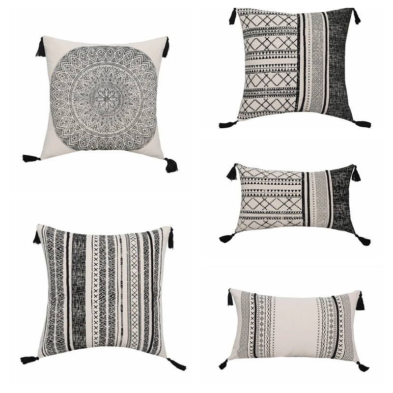 

Geometric Cushion Cover Jacquard Pillow Case Polyester Throw Pillow Case Striped Dotted Grid Triangular Art Cushion Cover