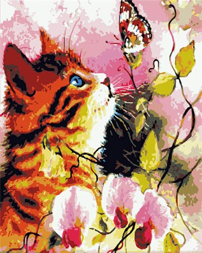 HUACAN Раскраска по номерам кошка животные наборы холст для рисования расписанные вручную самодельные картины картина маслом украшение дома искусство - Цвет: SZHC1-992