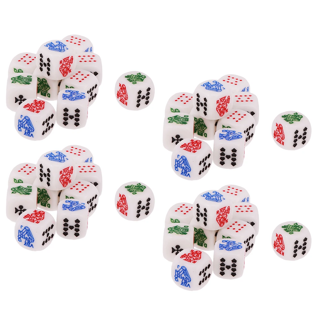 40 Pieces 16mm Six Sided Poker Dice For Casino Poker Card Game Favours